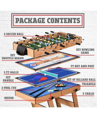 48" 5-in-1 Foldable Multi-Function Game Table with Foosball, Pool, Bowling, Shuffleboard, and Ping Pong