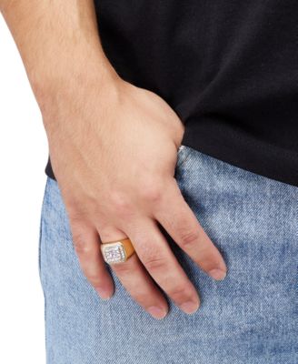 Men's Lab Grown Diamond Princess & Round Halo Ring (1-1/2 ct. t.w.) in 10k Gold