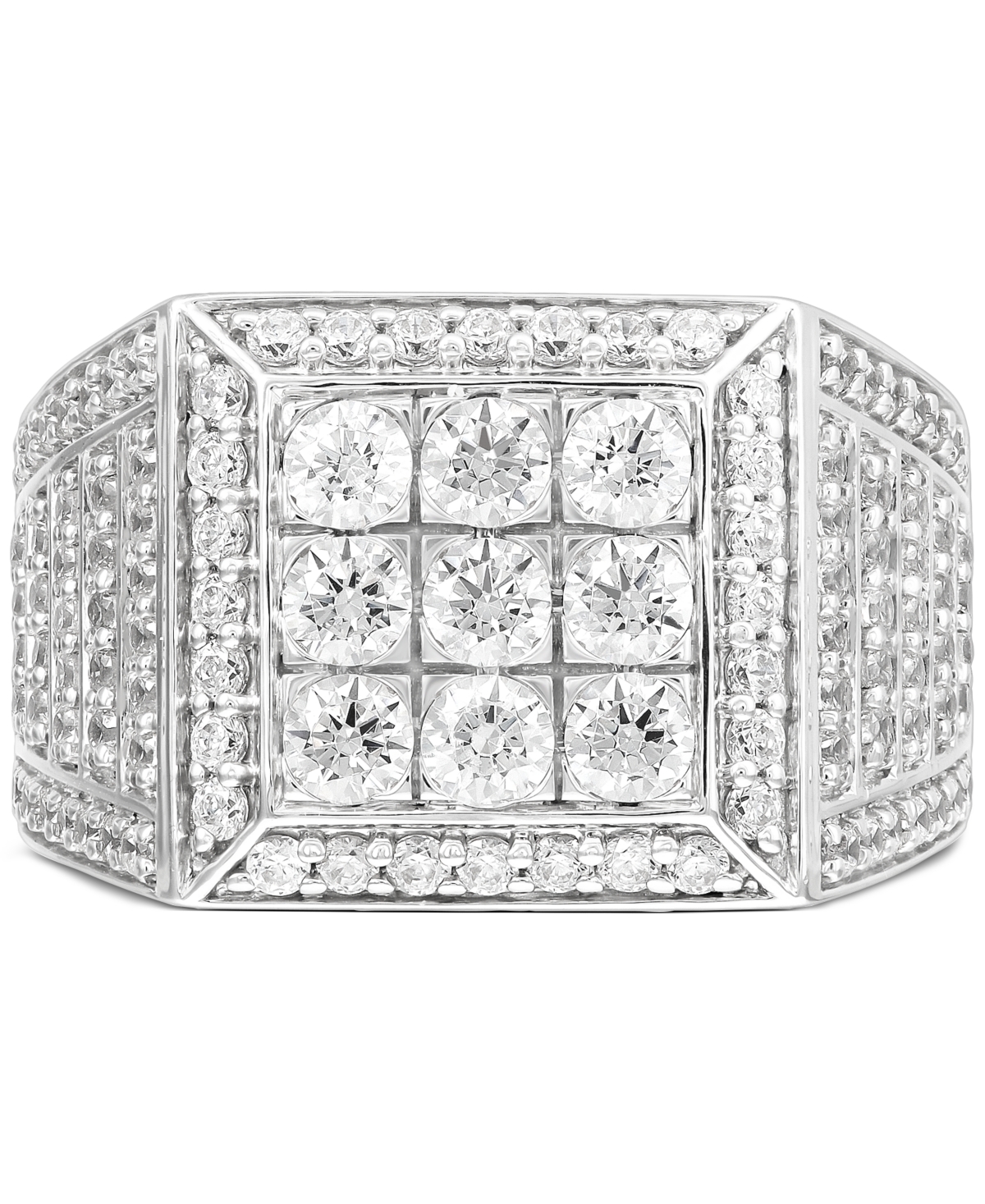 Grown With Love Men's Lab Grown Diamond Square Cluster Ring (2 Ct. T.w.) In 10k Gold In White Gold