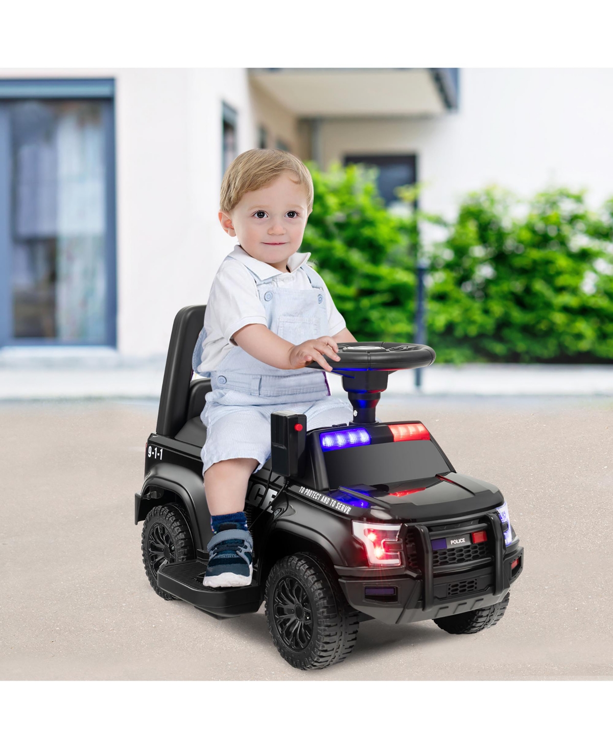 Costway 2-in-1 6V Kids Ride On Car Toddler Push Car w/ Megaphone & Siren