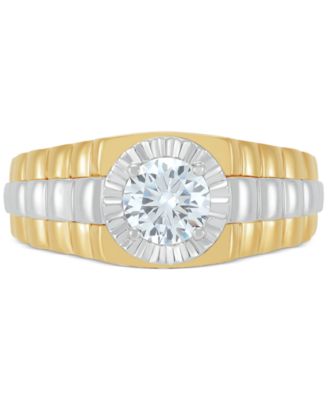 Men's Lab Grown Diamond Solitaire Ring (1 ct. t.w.) in 10k Two-Tone Gold