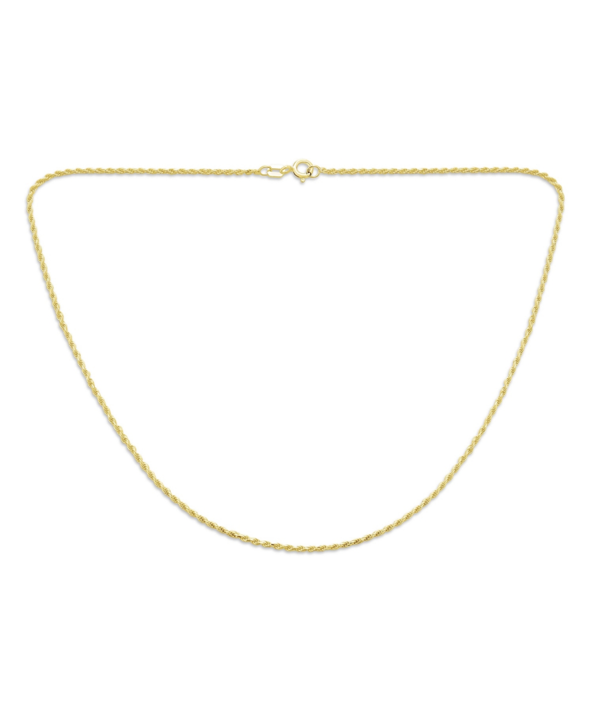 Bling Jewelry 2MM 030 Gauge Strong Gold Plated Sterling Silver Rope Link Chain Necklace 16 20 24 Inch