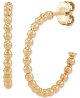 2-Pc. Set Polished & Beaded Small Hoop Earrings in 10k Gold, 1/2" & 3/4"