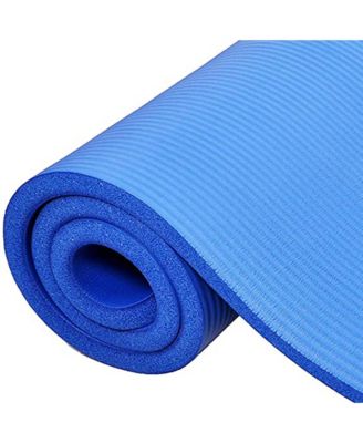 BalanceFrom GoCloud 1" Extra Thick Exercise Yoga Mat with Carrying Strap, Blue