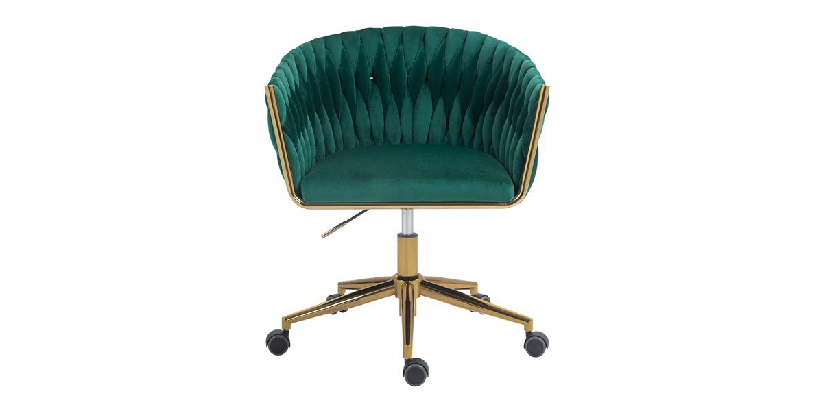 Slickblue Modern Hand-Woven Backrest Office Chair: Height Adjustable, 360° Swivel Vanity Chair with Wheels for Bedroom & Living Room