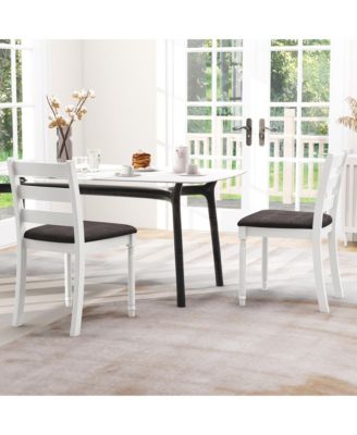 Wooden Dining Chair Set of 2 w/ Acacia Wood Legs Padded Cushion Ladder Back