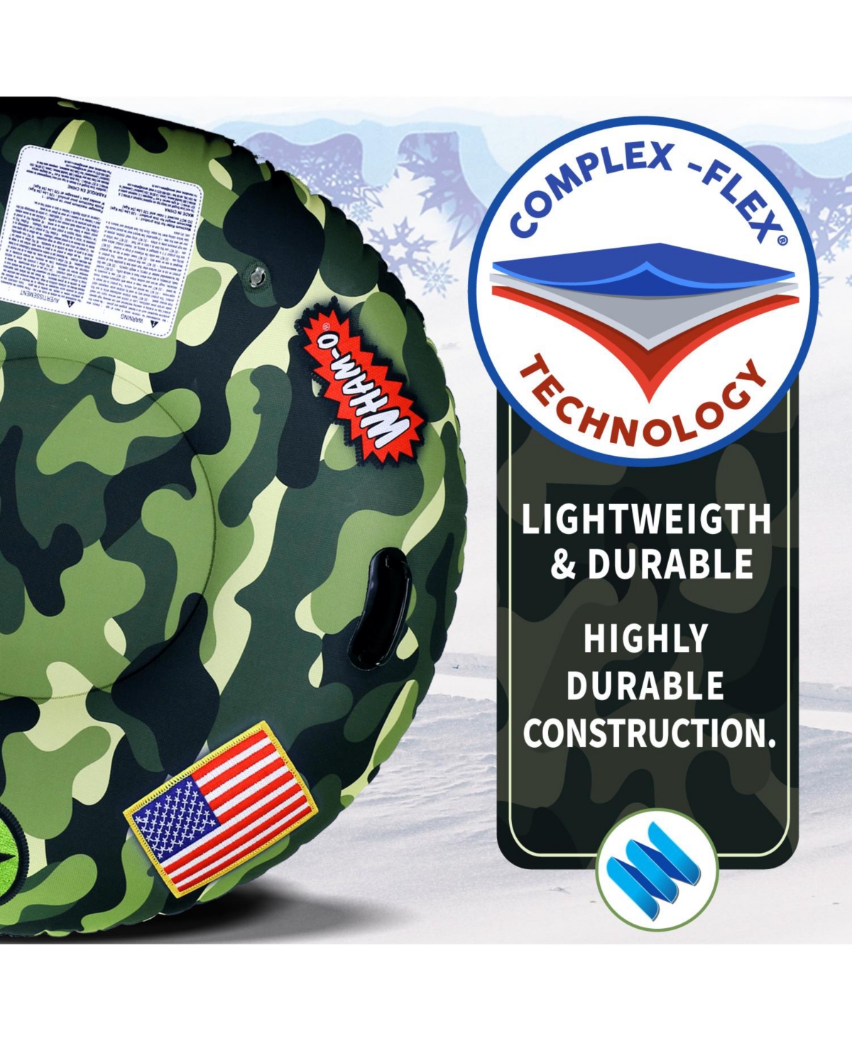 Super Snow Sledding Tube, 46" Oversize Deluxe Edition, Inflatable Single Rider Snow Sled with Handles