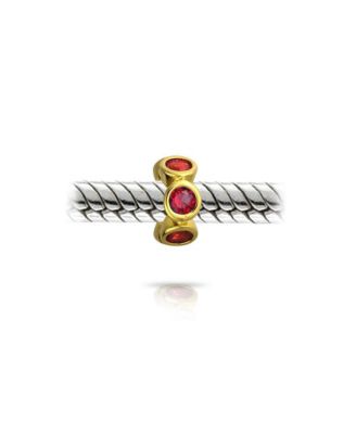 Cubic Zirconia CZ Spacer Charm Bead Gold Plated .925 Sterling Silver Fits European Bracelet