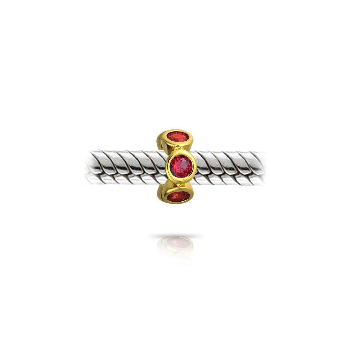 Bling JewelryImitation Ruby CzSpacer Charm Bead Gold .925Sterling Silver - Red