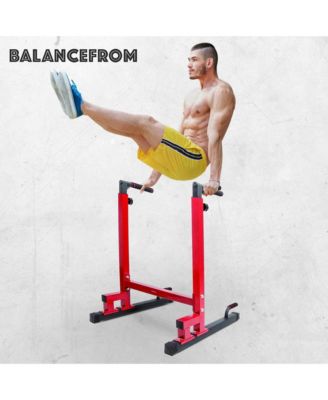 BalanceFrom Multi-Function Home Gym Exercise Dip Stand, 500lb Capacity, Red