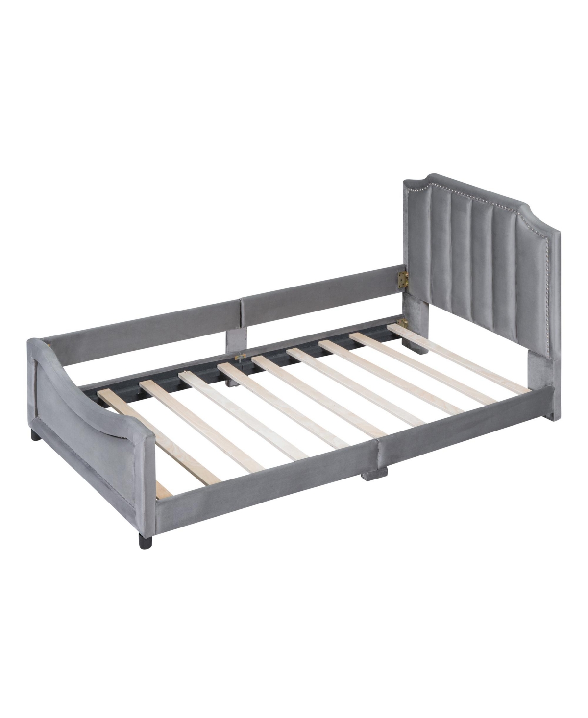 Slickblue Twin Size Upholstered Daybed with Classic Stripe Shaped Headboard – Stylish and Comfortable