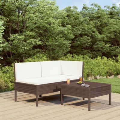 Garden Furniture Set Brown PE rattan 3 Piece Set Modular
