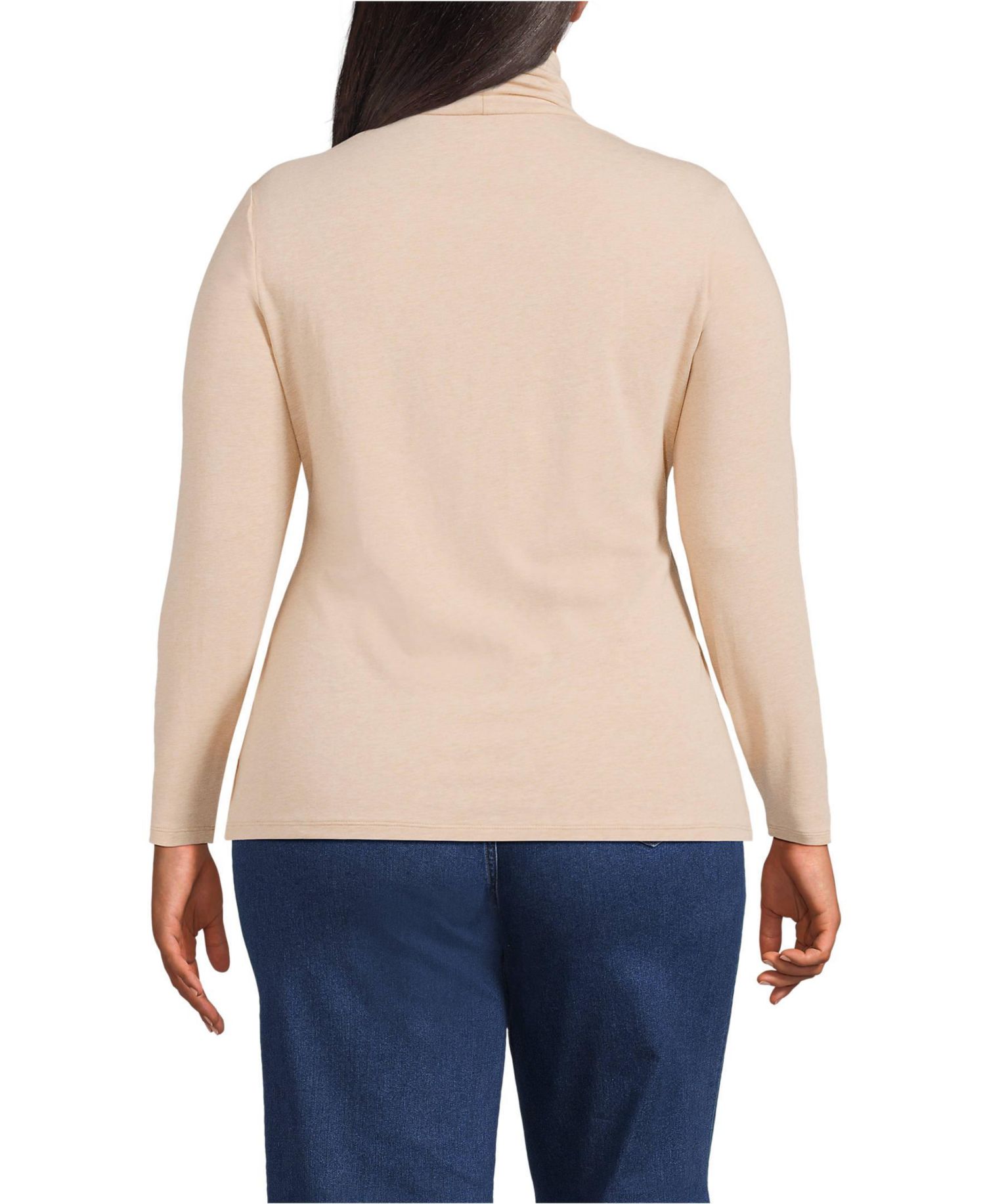 Plus Size Lightweight Jersey Long Sleeve Turtleneck