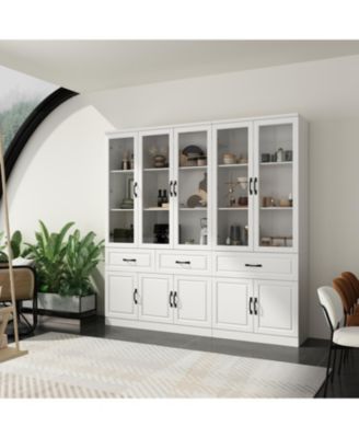 12-Shelf White Wood Standard Bookcase With Adjustable Shelves Drawer