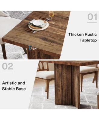 63-inch Dining Table for 4-6, Farmhouse Kitchen Table with Large Tabletop, Rectangular Dinner Eating Table