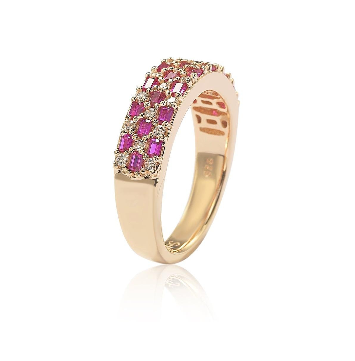 Suzy Levian New York Suzy Levian Rose Sterling Silver Red and White Cubic Zirconia Ring