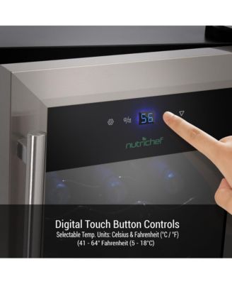 Wine Chilling Refrigerator Cellar - Digital Touch Button Control with Air Tight Seal, Contains Placement for Standing Bottles