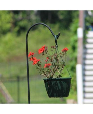 92 Inch Shepherd's Hook Premium Metal Garden Plant Hanger, Black (3 Pack