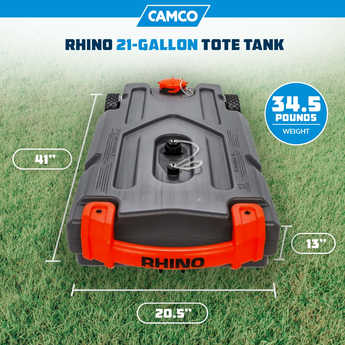 Camco 39002 Rhino Portable 21 Gallon Rv Waste Tank Holding Hose and Accessories