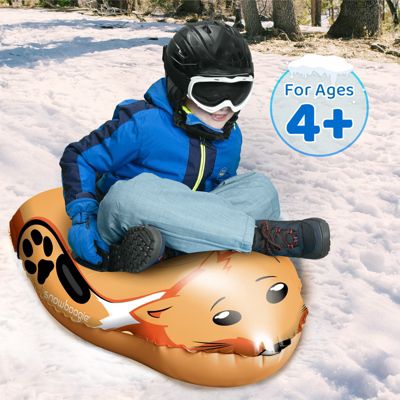 Winter Single Rider Snow Tube, 44" Inflatable Animal Sled, Outdoor Snow Toys with Two Handle