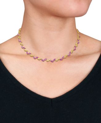 Lab-Created Pink Sapphire & Polished Marquise 17" Collar Necklace (20 ct. t.w.)