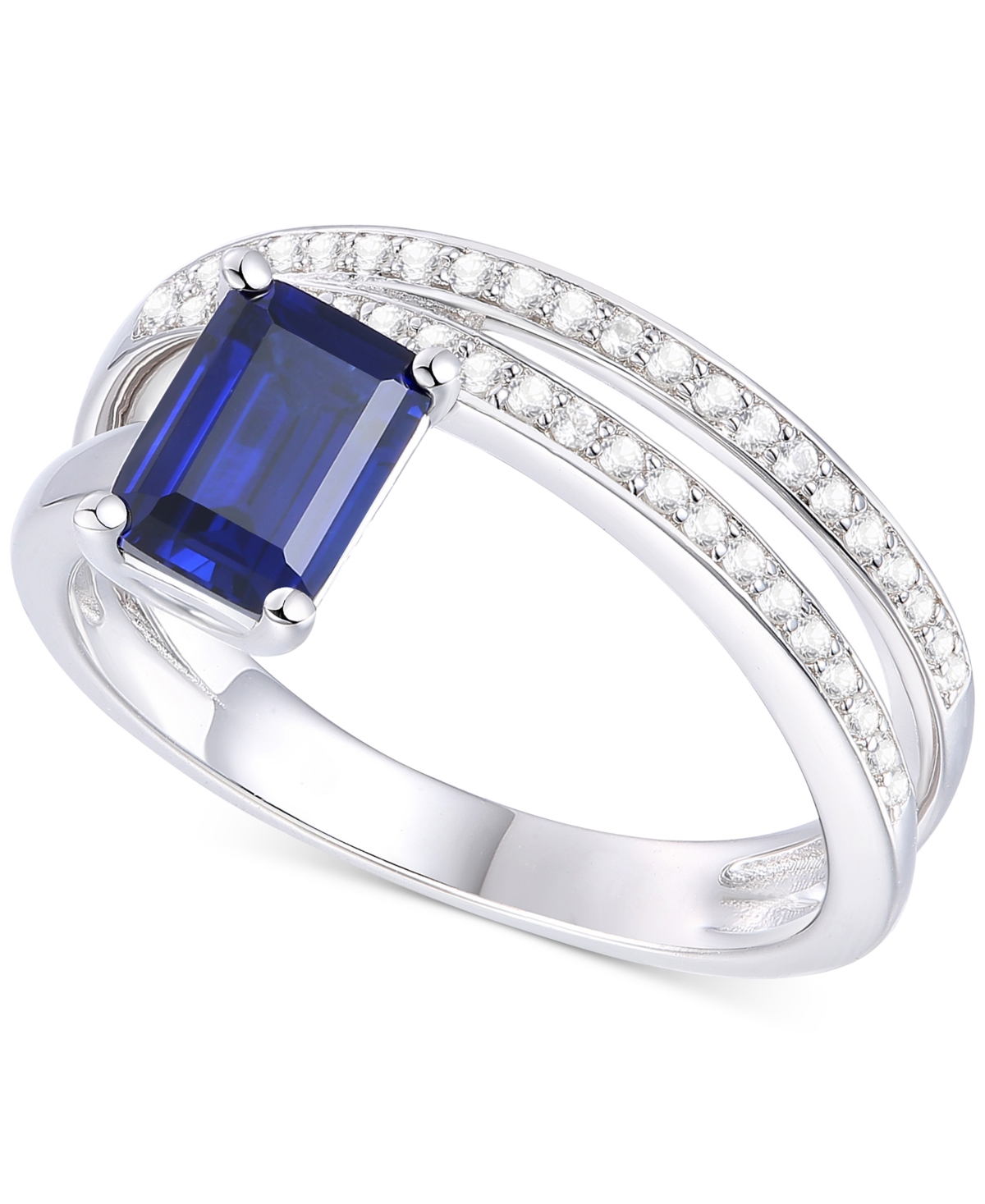 Macy's Amethyst (7/8 Ct. T.w.) & Lab Grown White Sapphire Accent Coil Ring In 14k Gold-plated Sterling Silv In Blue Sapphire