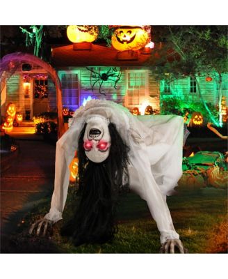 Animated Halloween Decoration,Crawling Woman,Sound Activated,Creepy Sound Glowing Eyes 2026