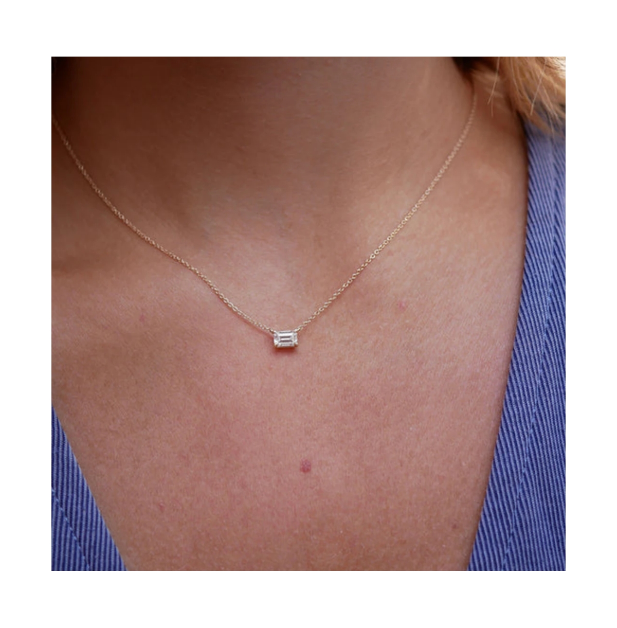 Hollywood Sensation 18KPlated Sterling Silver Necklace with Emerald-Cut Cubic Zirconia Pendant - Gold