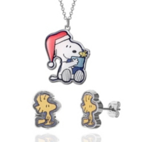 Peanuts Snoopy Christmas Necklace and Woodstock Earring Jewelry Set - Open miscellaneous