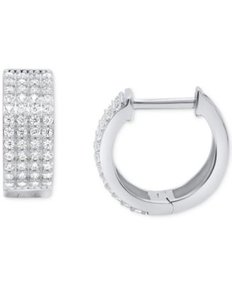 Macy's - Diamond Four Row Huggie Hoop Earrings (1/2 ct. t.w.) in Sterling Silver