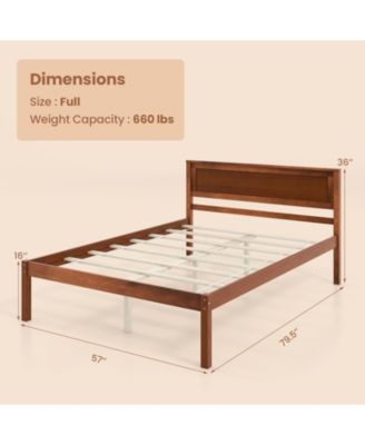 Full Size Wooden Bed Frame with Headboard and Slat Support-Full Size