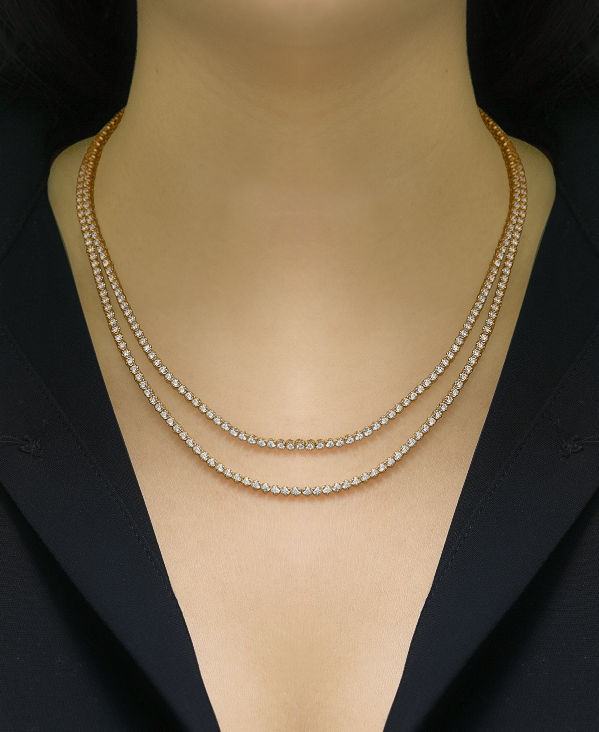 Wrapped In Love Diamond Two Layer 17" Tennis Necklace (5 Ct. T.w.) In 10k White Gold Or 10k Yellow Gold, Created For In Yellow Gold