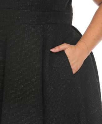 Plus Size Tweed Fit and Flare Dress