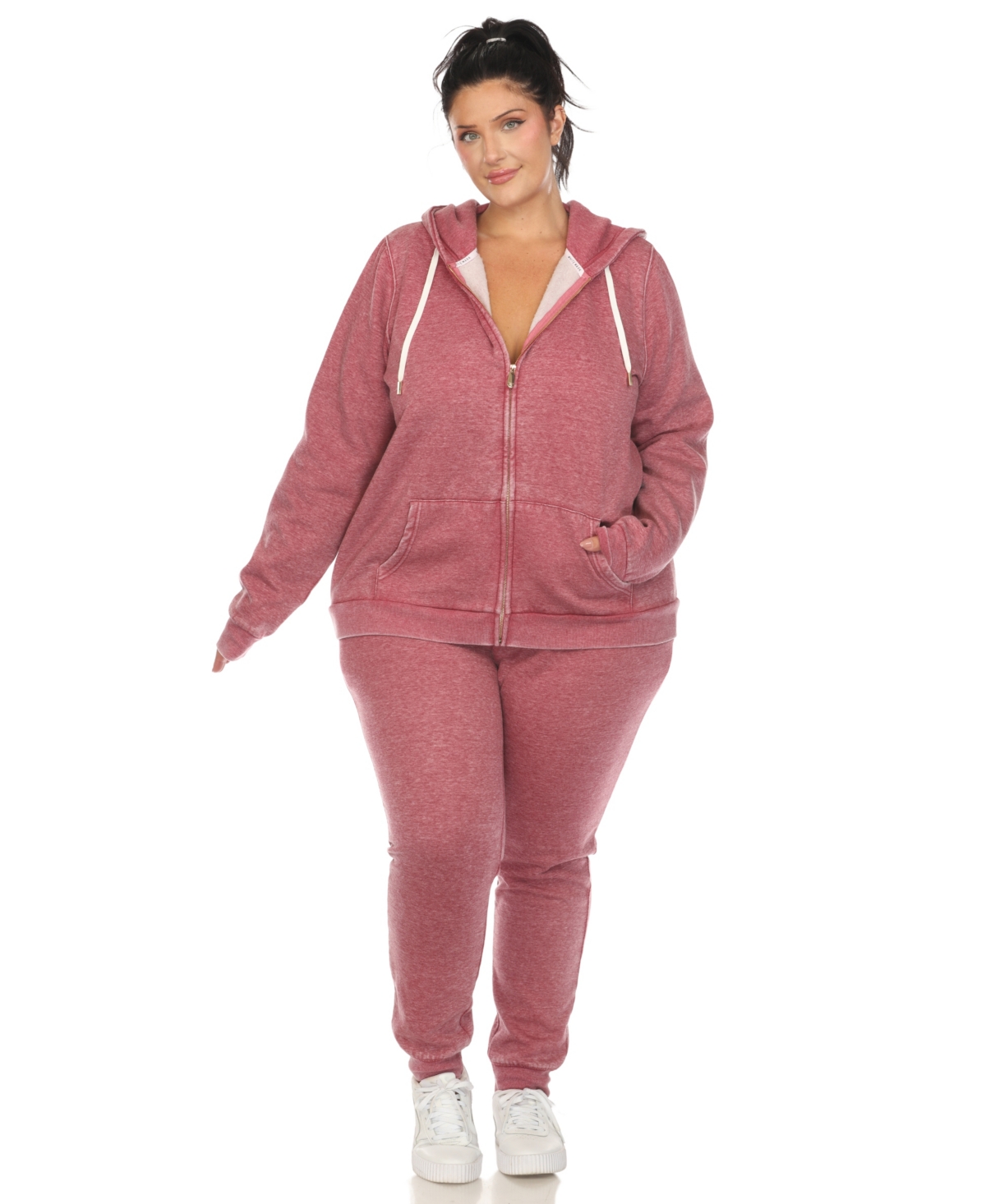 White Mark Plus Size Burnout Jogger Set In Lilac