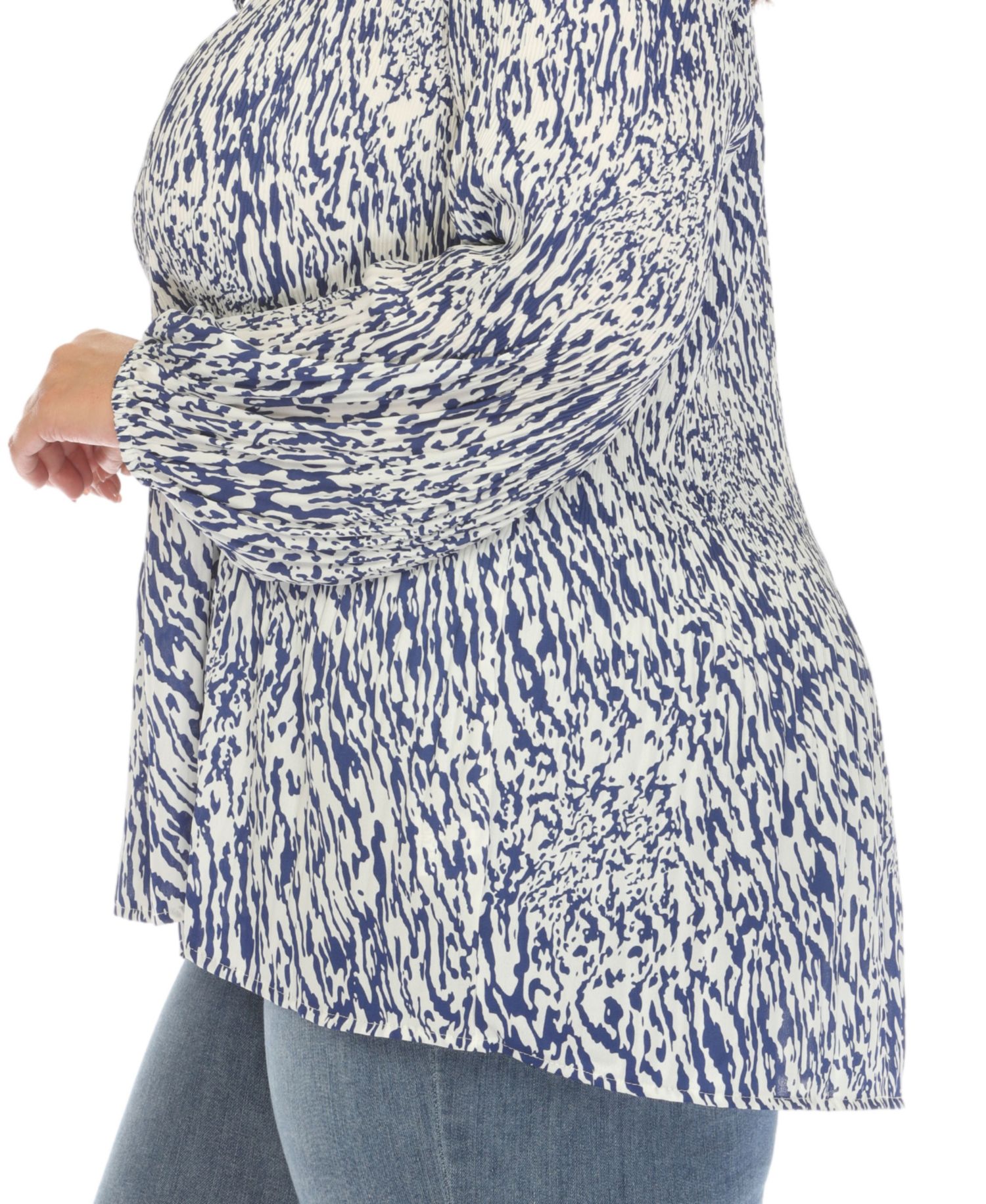 Plus Size Printed Peasant Knit Blouse