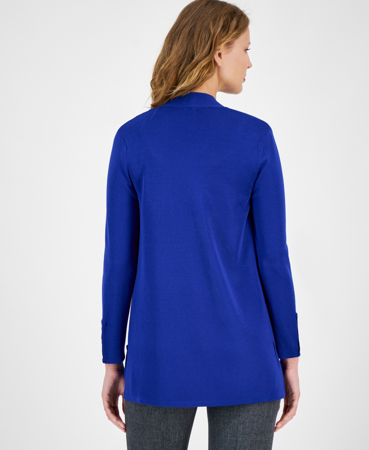 Anne Klein Petite Carmel Open-Front Long-Sleeve Cardigan