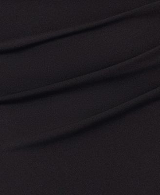 Betsy & Adam Plus Size Asymmetric Long-Sleeve Gown