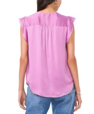 Women's Shadow-Striped Flutter-Sleeve Top
