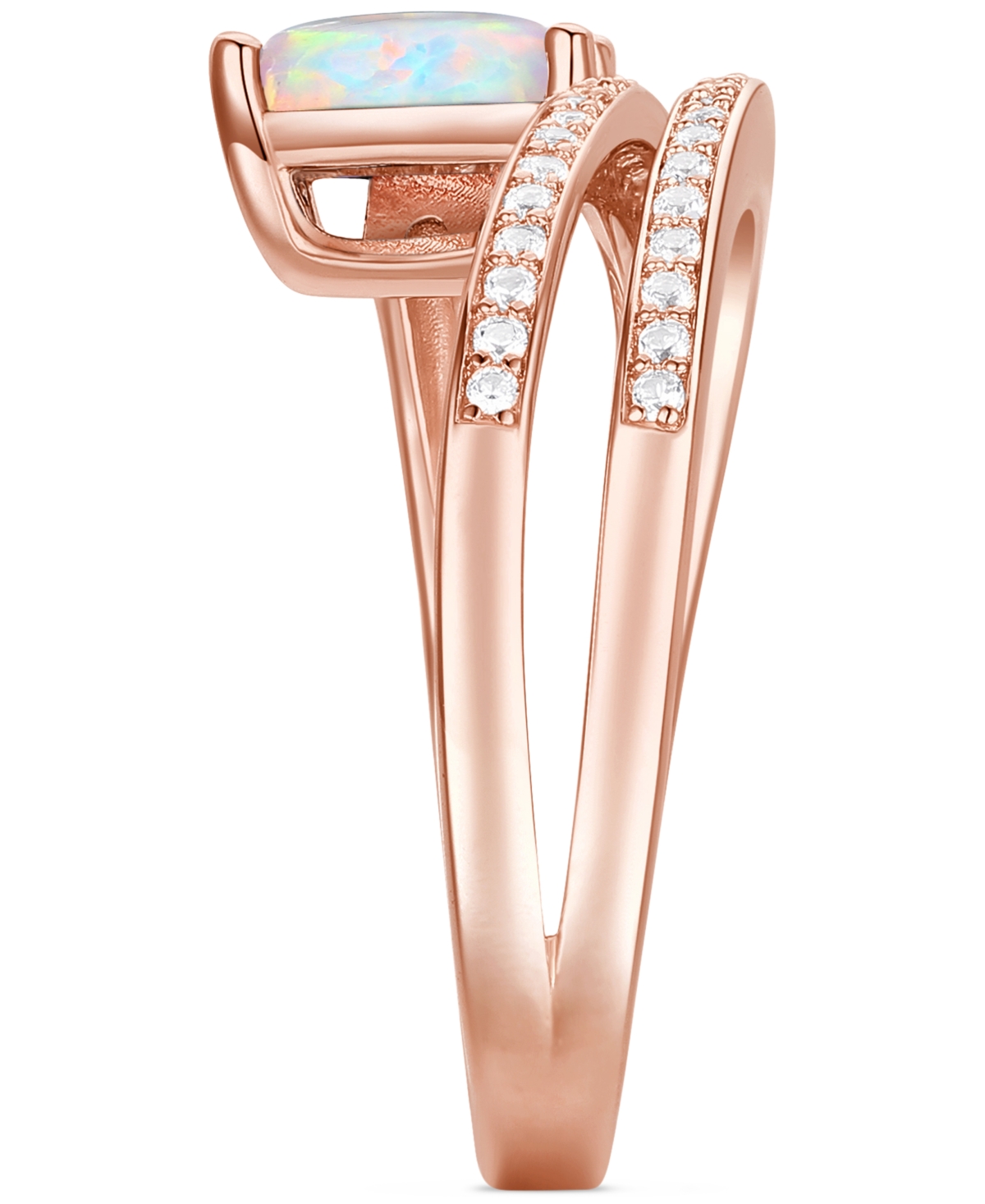 Macy's Amethyst (7/8 Ct. T.w.) & Lab Grown White Sapphire Accent Coil Ring In 14k Gold-plated Sterling Silv In Opal