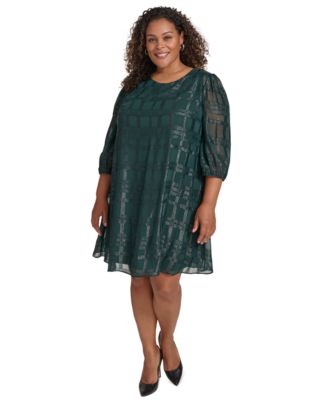 Calvin Klein Plus Size Textured 3 4 Sleeve Dress Macy s