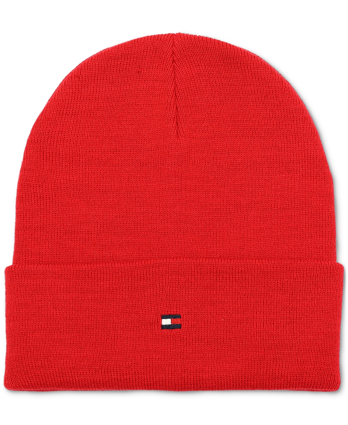 Tommy Hilfiger Men's Flag Embroidery Double Cuff Beanie In Primary Re