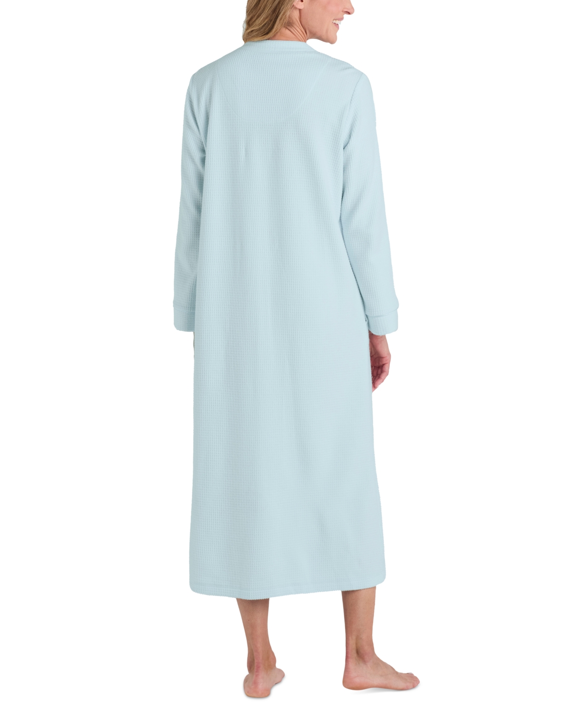 Miss Elaine Plus Size Embroidered Waffle-Knit Robe
