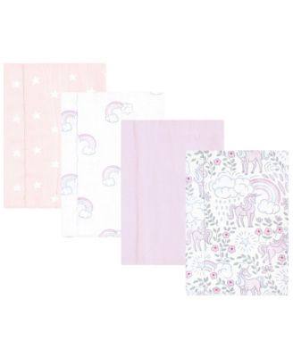 Girls 4 Piece Absorbent Flannel Burp Cloth
