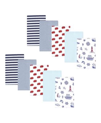 Unisex Absorbent Flannel Burp Cloths 10-Count Cotton/Poly Blend