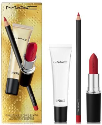 m.a.c travel exclusive lip kit bold MAC // ltd ed mini lipstick set cosmetic bag & 5 colors to shades that transform the classic red lip look you love into a show M.A.C Mini Lipsticks set of