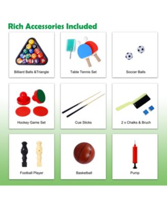 5-in-1 Multi-Game Table - Billiards, Push Hockey, Foosball, Ping Pong, and Basketball