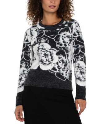 XL- Hand Painted Floral Black Women's Crewneck Australian newest Vintage Sweater