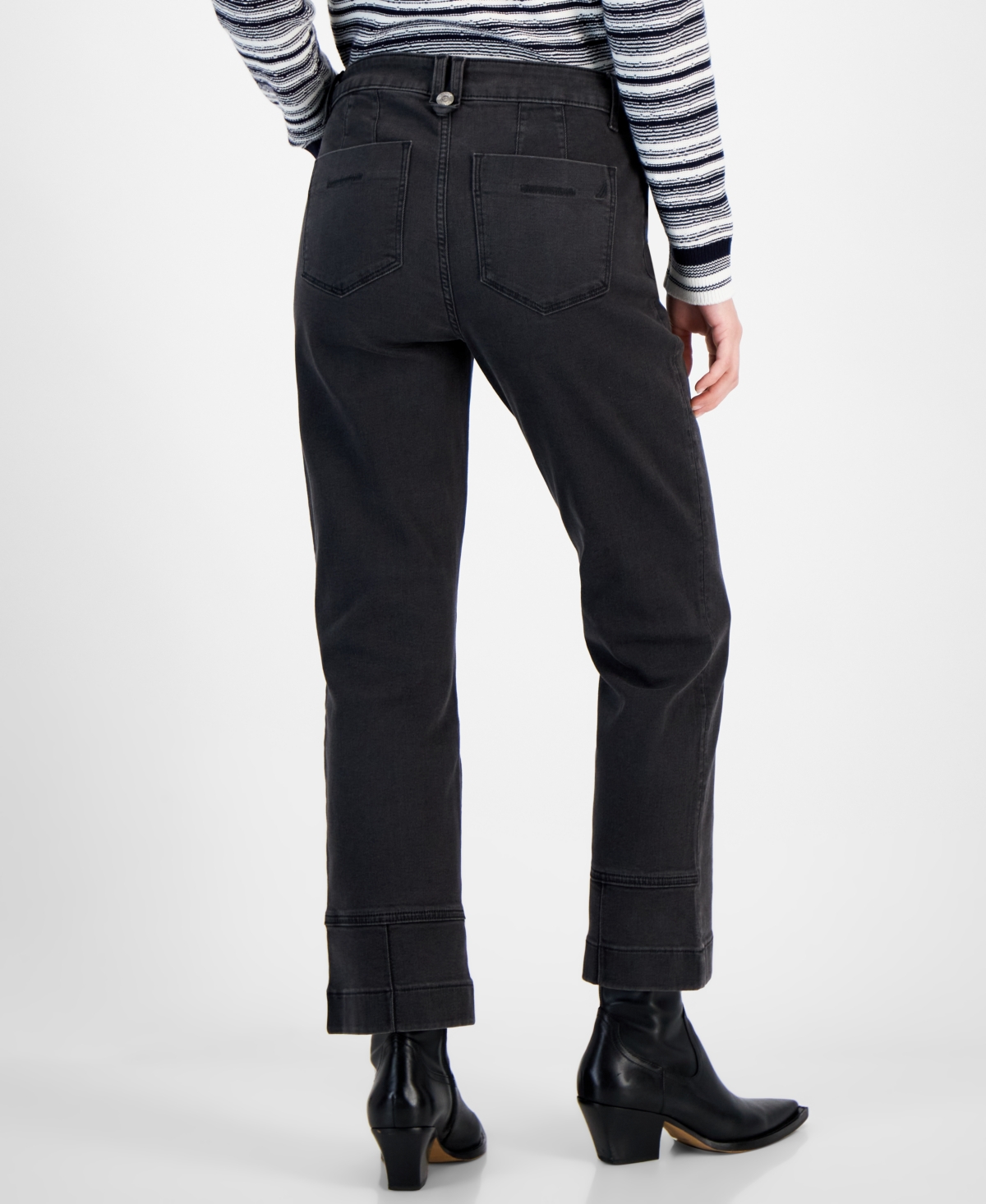 Nautica Jeans Women's High-rise Striped-belt Cargo Pants In Voyage Wash