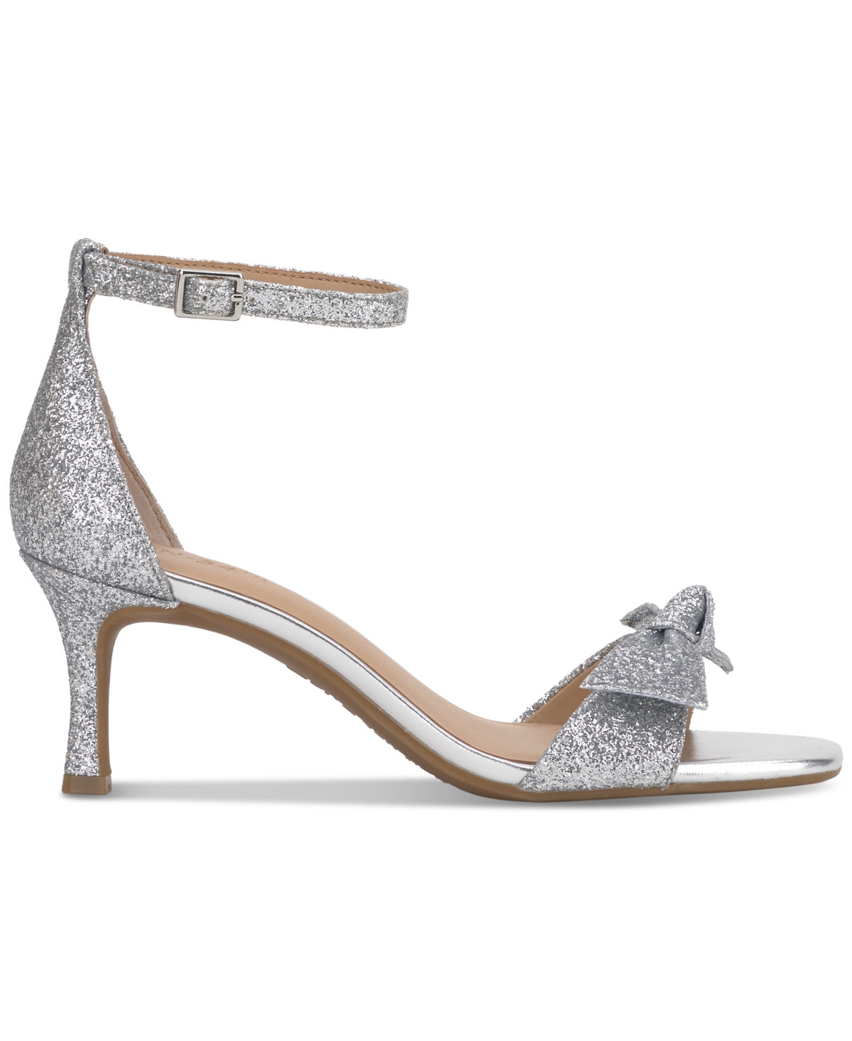 On 34th Taahlah Bow Sandals, Created For Macy's In Silver Glitter