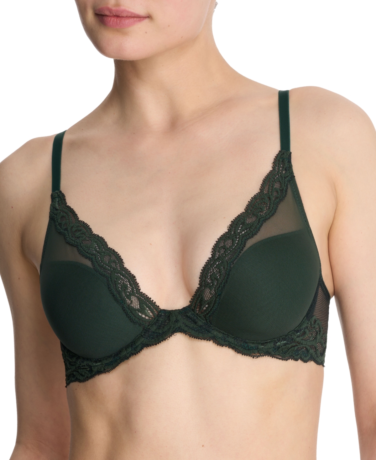 NATORI WOMEN'S FEATHERS LACE CONTOUR UNDERWIRE PLUNGE BRA